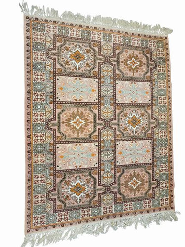 Oriental Hand Knotted Pink w Turquoise n Orange 48.5"w x 72"'l