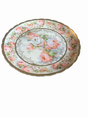 Pair Of Vintage Porcelain Rose Tapestry Plates 9"rd