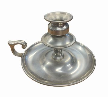 Pewter candleholder, 3.5" h