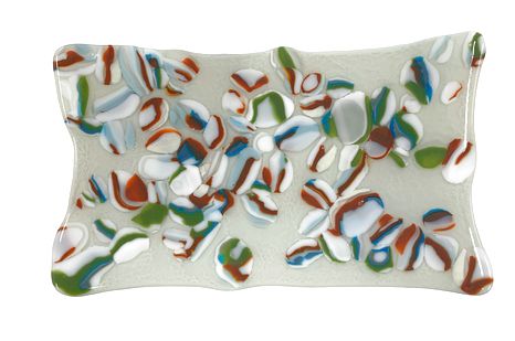 Vintage fused glass tray, 12.75x8.75"