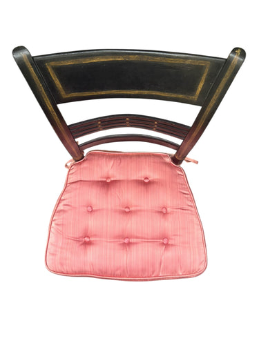 Antique American Federal black "Fancy" chair w/ gold detailing & pink tufted sli