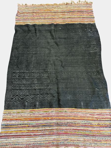 VTG Moroccan Flatweave Rug, 5x8' (Blk+Multi-Color)