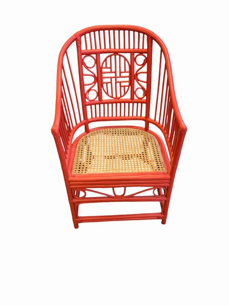 Red Rattan w Cain Seat Chinoise Chair 36x23x18"