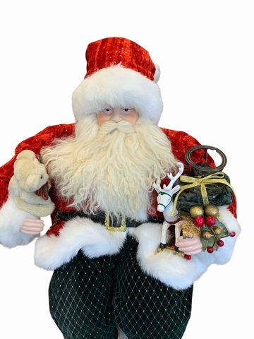 Seated Traditional Santa Claus w/Gifts & Reindeer 25x15"