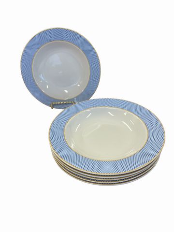 Set of 6 Godinger blue/white soup bowls,  8.5"D