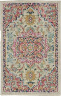 Pink & Ivory Dhurrie Area Rug  2' x 3'