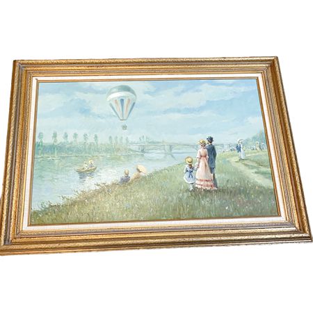 Large Oil Painting/ Air Balloon 32"Hx44"W