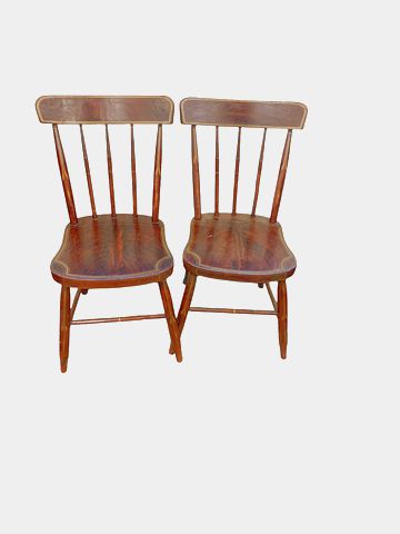 Pair Of Antique Faux Wood Gain Farmhouse Chairs32"x14"x15"