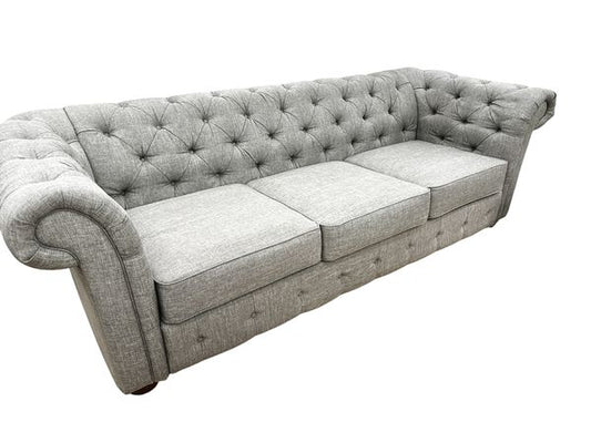 Large Tufted Lt Gray Sofa, 90x35.5x30"