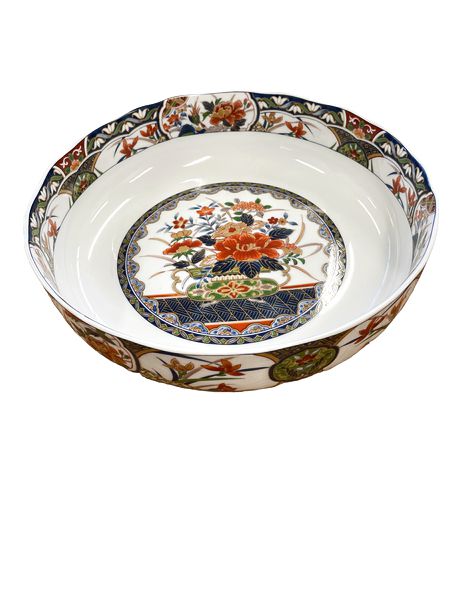 Vntg Japanese Imari Porcelain Serving Bowl 10.5"d