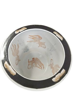 Vintage Mandarin Porcelain Fishbowl Hand Painted 11x14"
