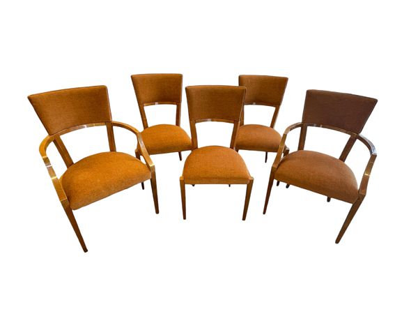 Set of 5 Burlwood Dining Chairs, 23x23.5x37"