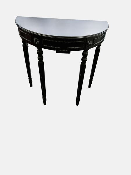 Black Wooden Demilune Table 30x29x15"