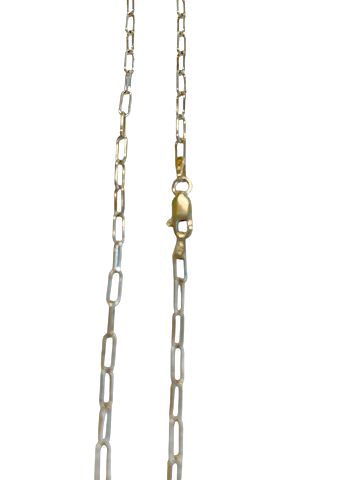 Sterling Silver Paperclip Necklace-925 Italy 18"