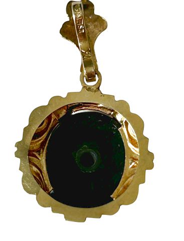 10k Yellow Gold Black Onyx & Diamond Pendent, 1.3 g