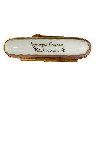 Vintage French Limoges Porcelain Hand Painted Sewing Needle Box 2.5" l