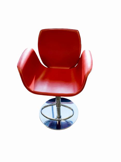 Red Leather MCM Pneumatic Bar Stool 26x 25x26 (1of2)