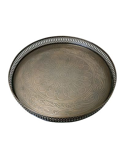 Copper Toned Metallic Tray 19 "Diam.