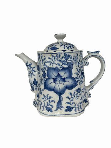 Blue & White Lotus Teapot w/ Lid 6"x 9"