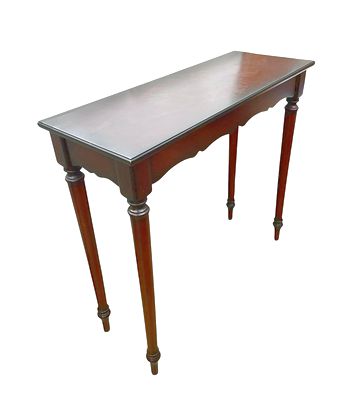 Bombay Co. mahogany toned wooden console table, 29.25H. 32W. 12D.