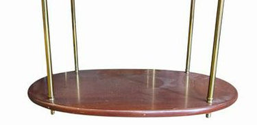 Vintage 3-tier oval table w/ brass supports, 29.5" h, 27" w, 17.5" d