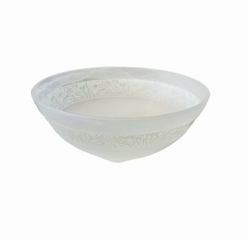 Murano Etched White Glass Serving Bowl 5"x12"