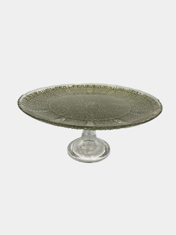 Anthropologie yellow gold glass cake stand, 11Dx5H