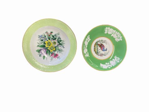 Pair decorative bowl/saucer, R. Copenhagen, Spode, 6"D, 5.5"D