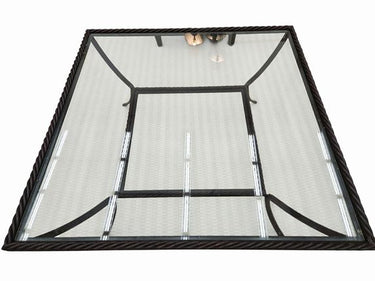 Wrought Iron Twist Surround, Glass Top, Square Coffee Table 35"