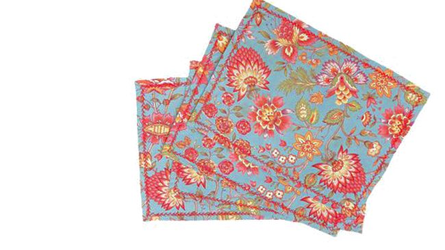 Set of 4 April Cornell Cotton Placemats w Embroidered Edge