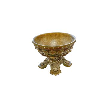 Metal Centerpiece Bowl, 4 footed 8"Hx10"D