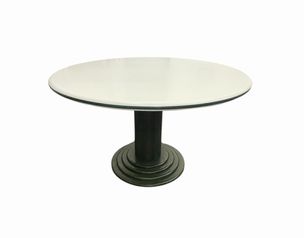 Vintage Corian Round Top Table with/Fluted Pedestal Base, 47 in. Diam. x H. 29"