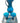 Teal blown-glass pitcher (9.75" h) w/ 2 g;asses (3.75" h) on silverplate tray, 9