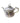 Purple floral porcelain teapot music box, 6.25" h, 9.75" w, 5.5 " d