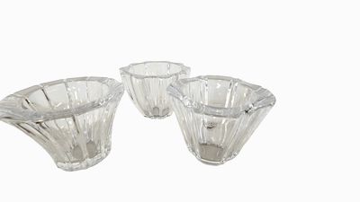 3  Uniquely Shaped Orrefors Votive Candle Holders 4x5"