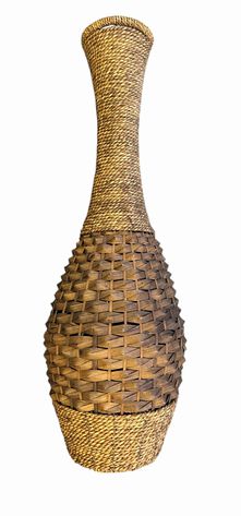 Woven rattan mixed weave vase, 32" h