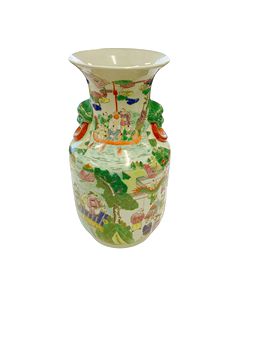 Asian Hand Painted Ceramic Vase 14" x 8"