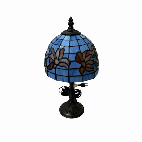 Stained Blue Glass Table Lamp 19 H