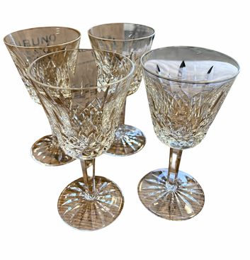 Set of 4 Waterford "Lismore" wine glasses, 6" h