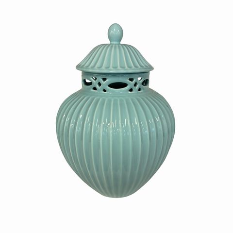 Aqua Ceramic Ginger Jar 12 H