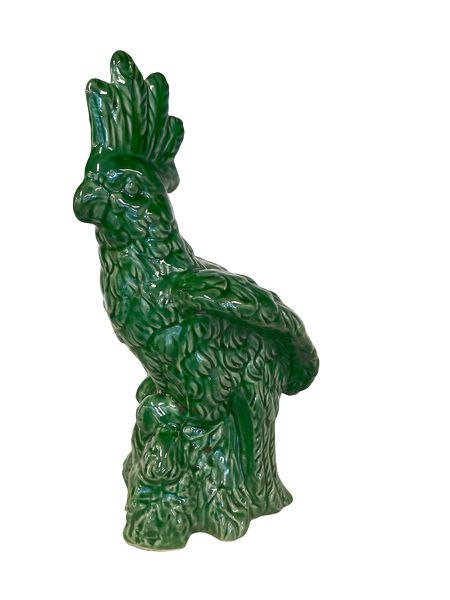 Majolica-Style Cockatoo, Green, 13"h