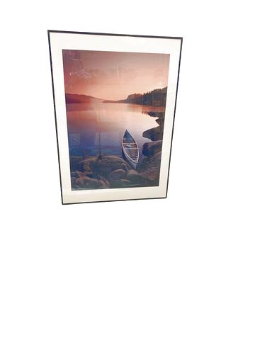 Black Framed Print Canoe/Sunset/Lake 28"x19"