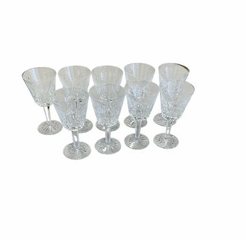 Nine Waterford Crystal Lismore White Wine Glasses 6"x3"