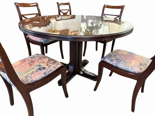 Custom Wood Dining Set w/ 6 Chairs, Table 50x30"h, Chairs 16x37"h (Ecuador)