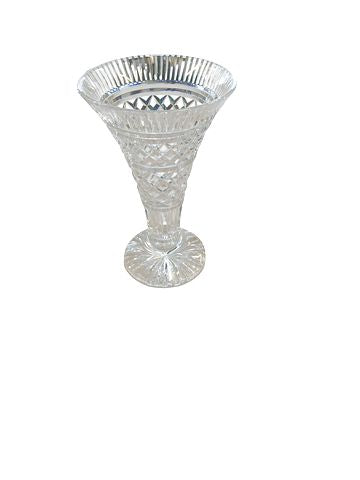 Cut Crystal Flower Vase 10"H x 7"Diam