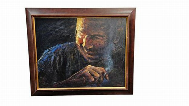 Alfred Phillips, Orig. Acrylic, "Gilmore" (Smoking) 30"Hx24"W