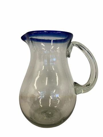 Mexican glass margarita pitcher, 10" h