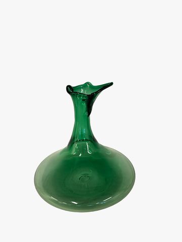 Vintage green Blenko-style decanter, 11"H