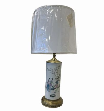 Chinese cylinder Shape, 3 Women, Table Lamp 22.5"H