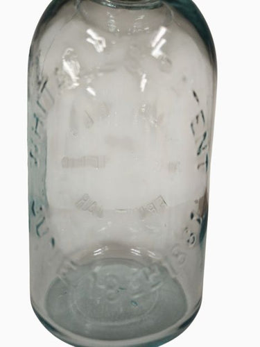Millville Atmospheric glass canning jar, glass top (1800s), 8" h